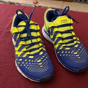Nike Free Athletic Shoes in Blue and Neon
